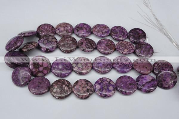 CMB32 15.5 inches 25mm flat round dyed natural medical stone beads