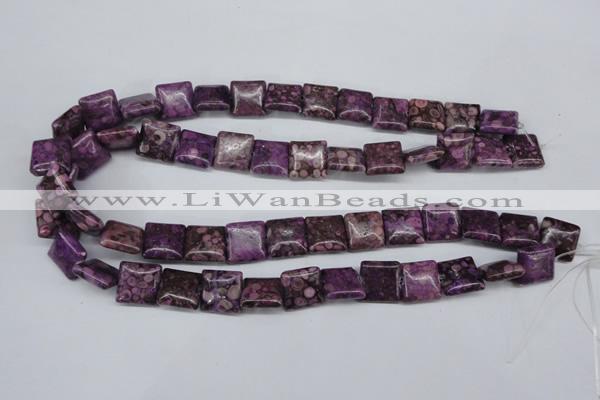 CMB37 15.5 inches 14*14mm square dyed natural medical stone beads