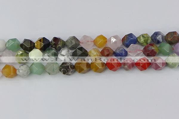 CME109 15.5 inches 12mm faceted nuggets mixed gemstone beads