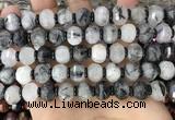 CME302 15.5 inches 8*11mm - 9*12mm pumpkin black rutilated quartz beads