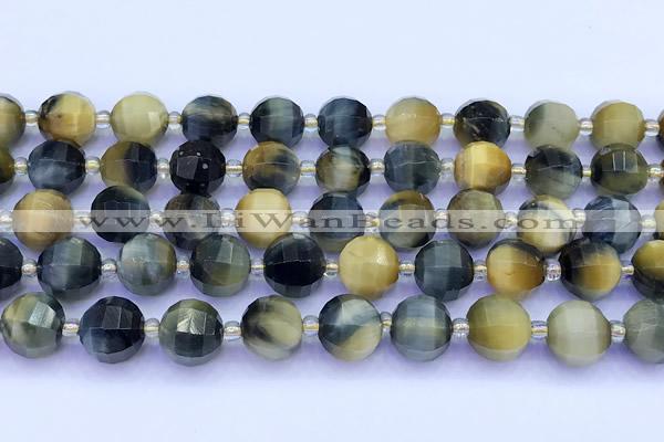 CME368 15 inches 10mm pumpkin golden & blue tiger eye beads