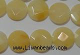 CME51 15.5 inches 15mm faceted coin yellow jade gemstone beads