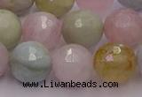 CMG213 15.5 inches 12mm faceted round morganite beads wholesale