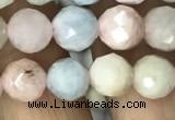 CMG322 15.5 inches 8mm faceted round morganite gemstone beads