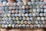 CMG386 15.5 inches 6mm faceted round morganite beads wholesale