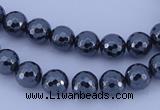 CMH04 16 inches 8mm faceted round magnetic hematite beads