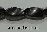 CMH154 15.5 inches 8*14mm twisted rice magnetic hematite beads