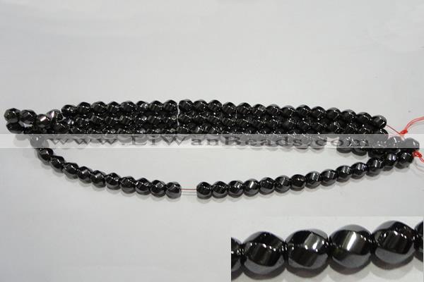 CMH157 15.5 inches 8*8mm twisted rice magnetic hematite beads