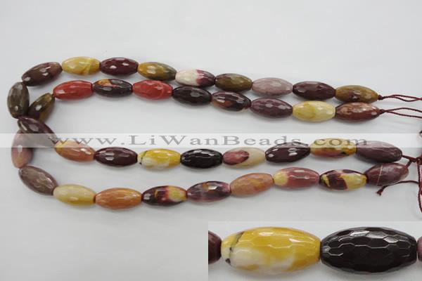 CMK131 15.5 inches 10*20mm faceted rice mookaite beads wholesale