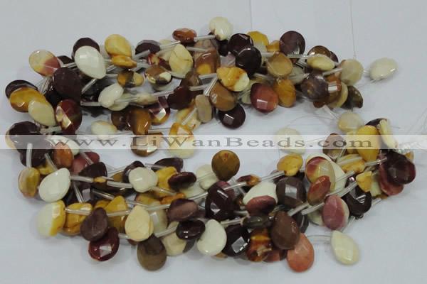 CMK30 15.5 inches 10*14mm faceted flat teardrop mookaite beads