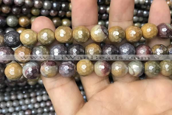 CMK341 15.5 inches 12mm faceted round AB-color mookaite beads