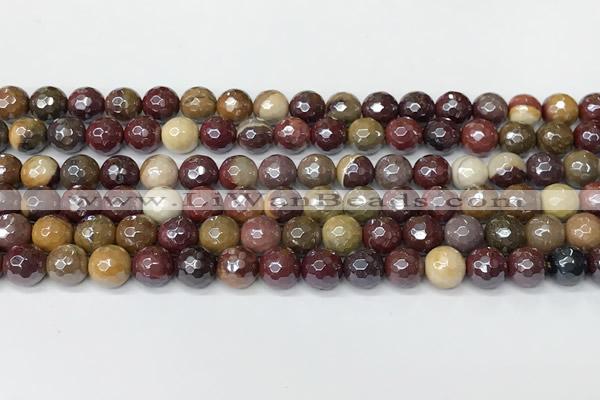 CMK356 15 inches 8mm faceted round AB-color mookaite beads