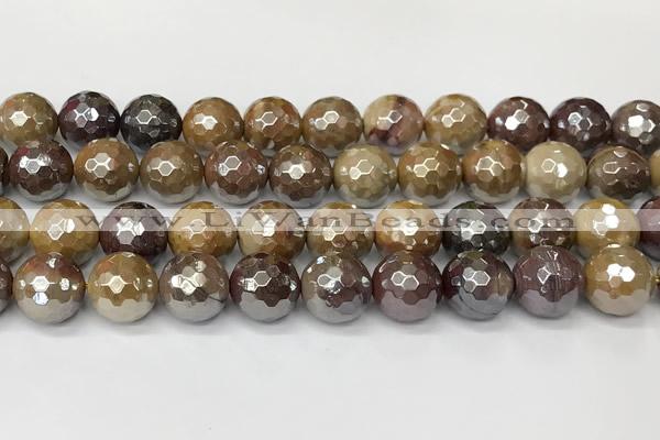 CMK358 15 inches 12mm faceted round AB-color mookaite beads