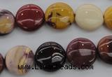 CMK87 15.5 inches 15mm flat round mookaite beads wholesale