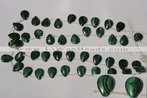 CMN324 Top-drilled 15*20mm flat teardrop natural malachite beads