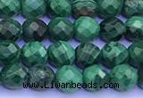 CMN453 15 inches 5mm faceted round malachite beads