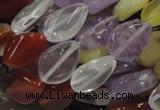 CMQ11 10*14mm twisted flat teardrop multicolor quartz beads