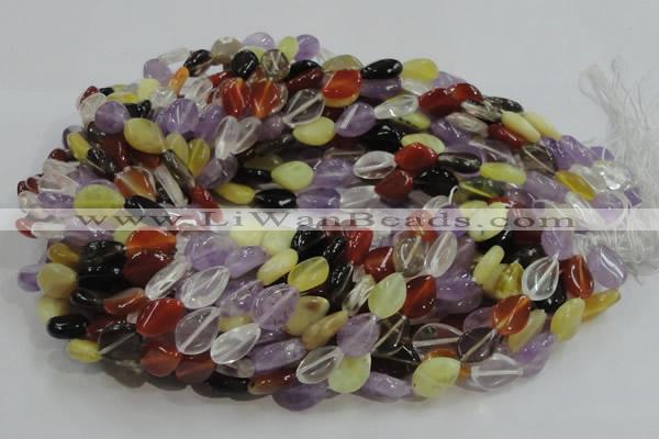 CMQ11 10*14mm twisted flat teardrop multicolor quartz beads