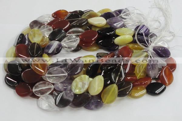 CMQ14 18*25mm twisted flat teardrop multicolor quartz beads