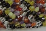 CMQ16 15.5 inches 6mm faceted coin multicolor quartz beads