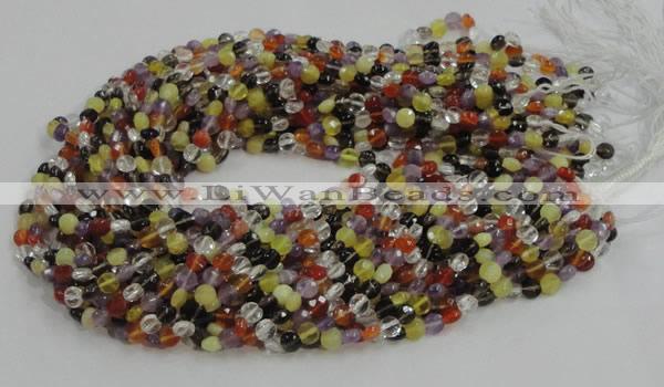 CMQ16 15.5 inches 6mm faceted coin multicolor quartz beads