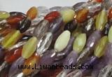 CMQ24 15.5 inches 5*10mm faceted rice multicolor quartz beads