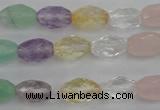 CMQ250 15.5 inches 8*12mm faceted rice multicolor quartz beads