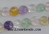 CMQ251 15.5 inches 10mm faceted coin multicolor quartz beads