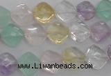 CMQ254 15.5 inches 10*10mm faceted diamond multicolor quartz beads