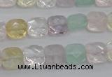 CMQ256 15.5 inches 10*10mm faceted square multicolor quartz beads