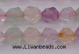 CMQ368 15.5 inches 10mm faceted nuggets mixed quartz beads