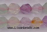 CMQ369 15.5 inches 12mm faceted nuggets mixed quartz beads