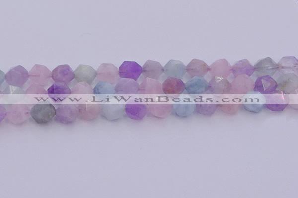 CMQ383 15.5 inches 10mm faceted nuggets mixed quartz beads