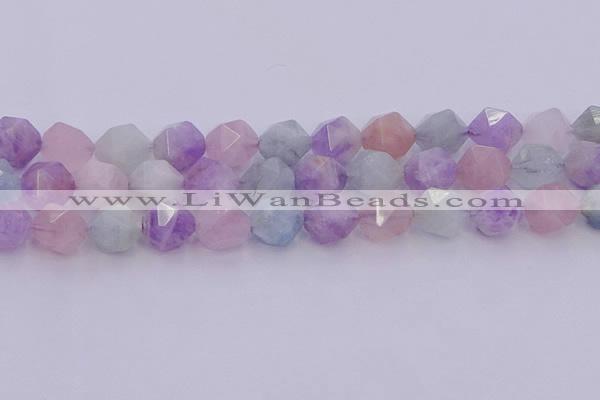 CMQ384 15.5 inches 12mm faceted nuggets mixed quartz beads