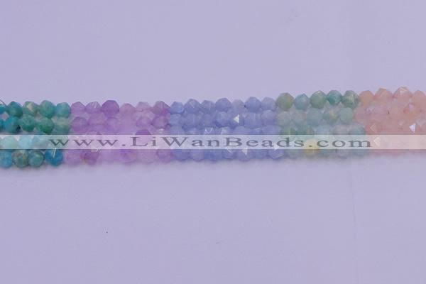 CMQ391 15.5 inches 6mm faceted nuggets mixed quartz beads