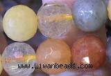 CMQ438 15.5 inches 10mm faceted round mixed rutilated quartz beads