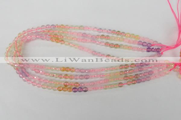 CMQ51 15.5 inches 6mm faceted round multicolor quartz beads