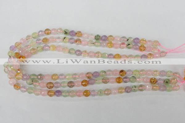 CMQ52 15.5 inches 8mm faceted round multicolor quartz beads