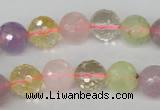 CMQ54 15.5 inches 12mm faceted round multicolor quartz beads