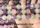 CMQ540 15.5 inches 14mm faceted round colorfull quartz beads