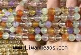 CMQ550 15.5 inches 8mm faceted round colorfull quartz beads