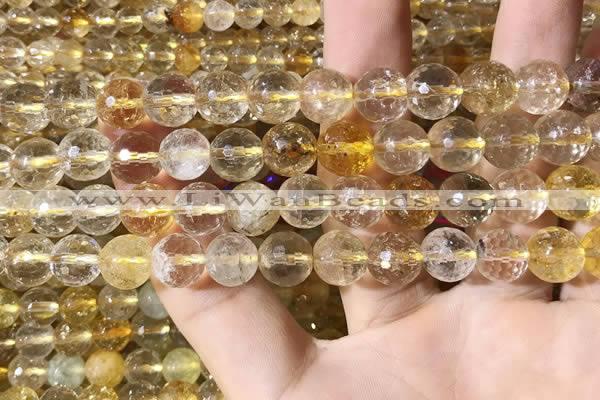 CMQ562 15.5 inches 10mm faceted round citrine gemstone beads