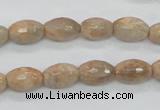 CMS101 15.5 inches 8*12mm faceted rice moonstone gemstone beads