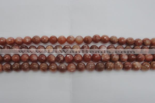 CMS1012 15.5 inches 8mm faceted round AA grade moonstone beads