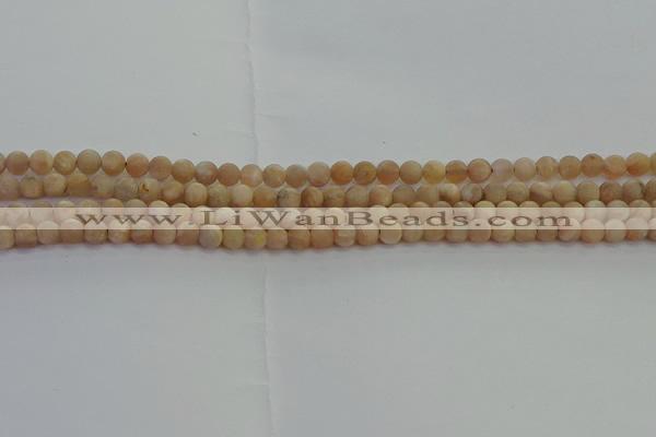 CMS1120 15.5 inches 4mm round matte moonstone gemstone beads