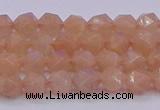 CMS1131 15.5 inches 6mm faceted nuggets peach moonstone beads