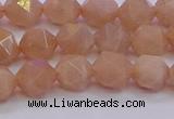 CMS1132 15.5 inches 8mm faceted nuggets peach moonstone beads