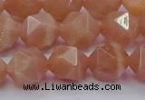 CMS1134 15.5 inches 12mm faceted nuggets peach moonstone beads