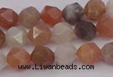 CMS1137 15.5 inches 8mm faceted nuggets rainbow moonstone beads