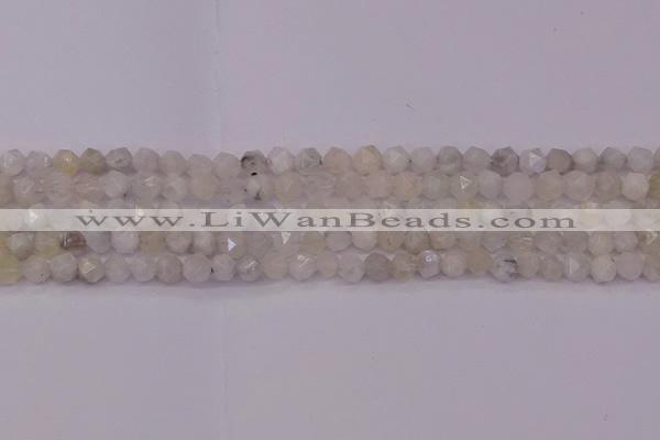 CMS1153 15.5 inches 6mm faceted nuggets white moonstone beads